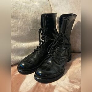 Classic Black Leather Combat Boots for Men